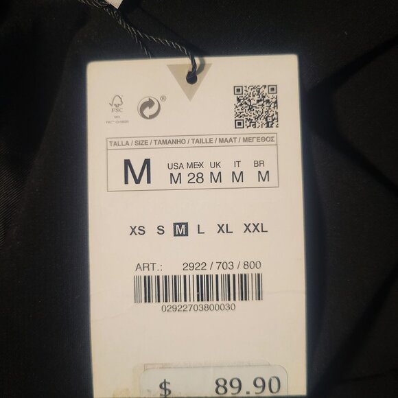 NWT! Zara Shoulder Pad Blazer - Black Tailor Fit - Women's Size M - Picture 12 of 16